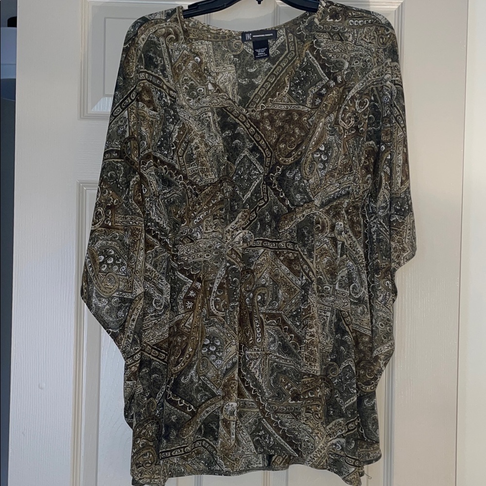 Small INC Green Sheer Poncho-StyleTop